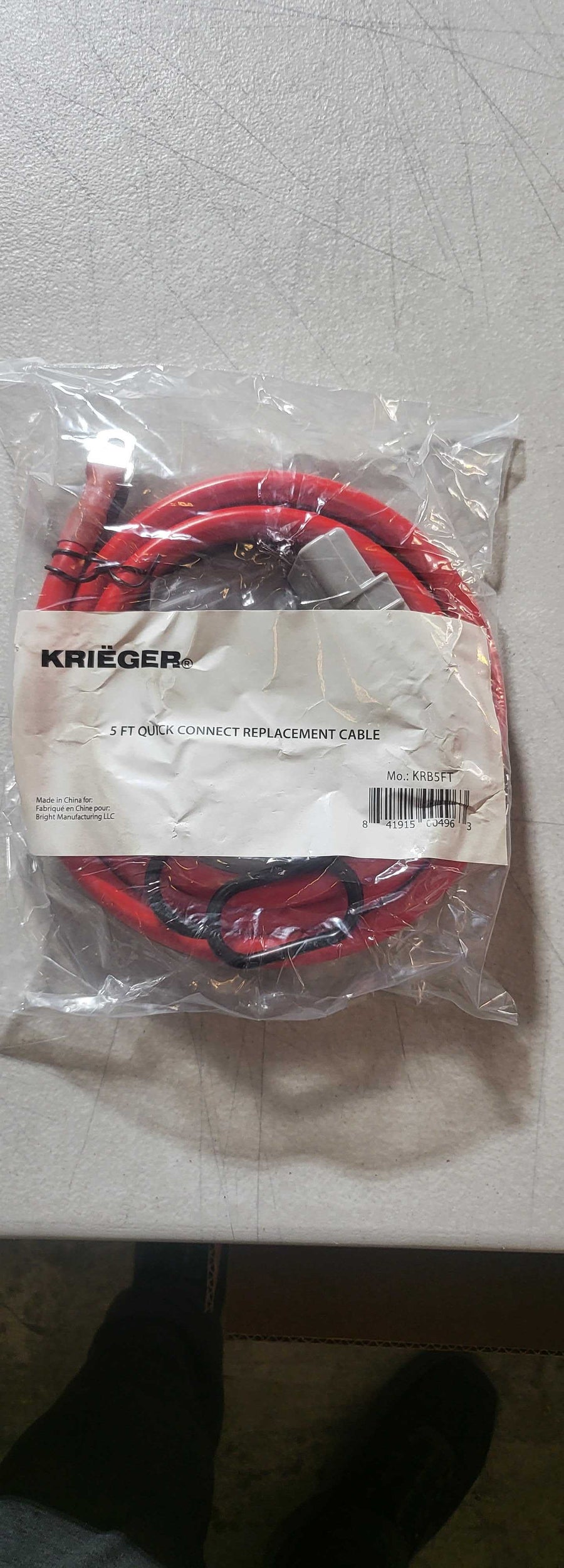 Krieger 1 Gauge 5 foot Vehicle Install Section with Anderson Connector and Hardware - KRB5FT