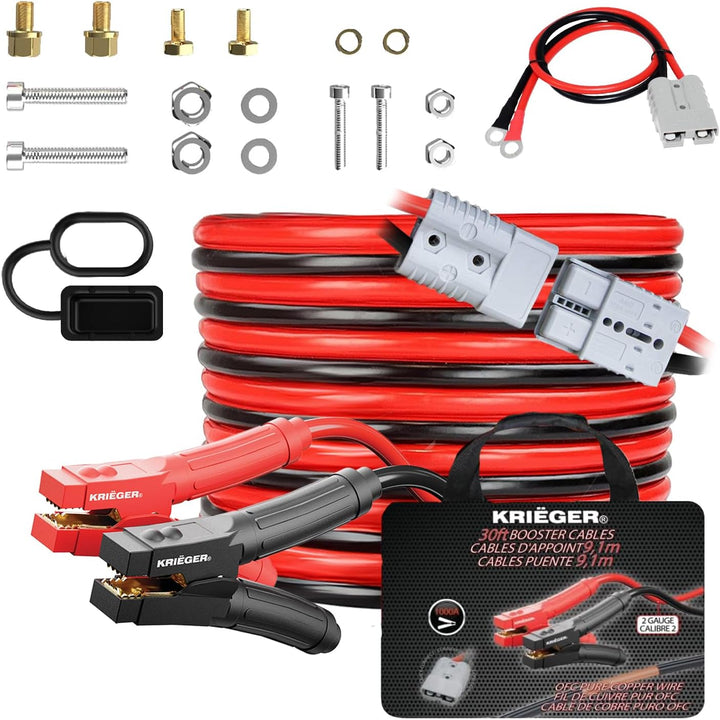 Krieger Gauge 30FT 1000A Jumper Cables with Quick Connect