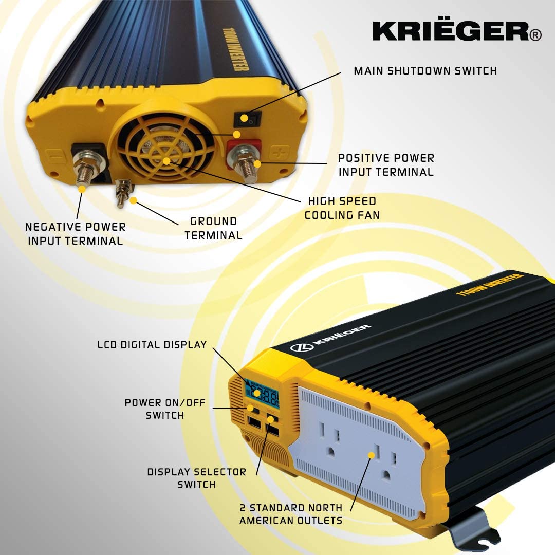 Krieger 1100W 12V Power Inverter - KR1100