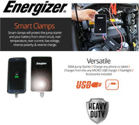 Thumbnail for Energizer Portable Jump Starter 500A 7500mAh Battery Capacity (Black) - ENX8K