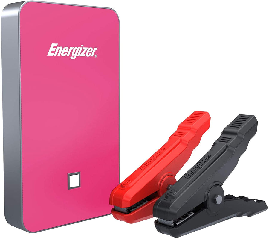 Energizer Heavy Duty Jump Starter 7500mAh with Built-In UL Lithium Battery - Portable Car Jumper and 2.4A Power Bank USB Charger (Pink) - Jump-Starters.com roadside assistance store