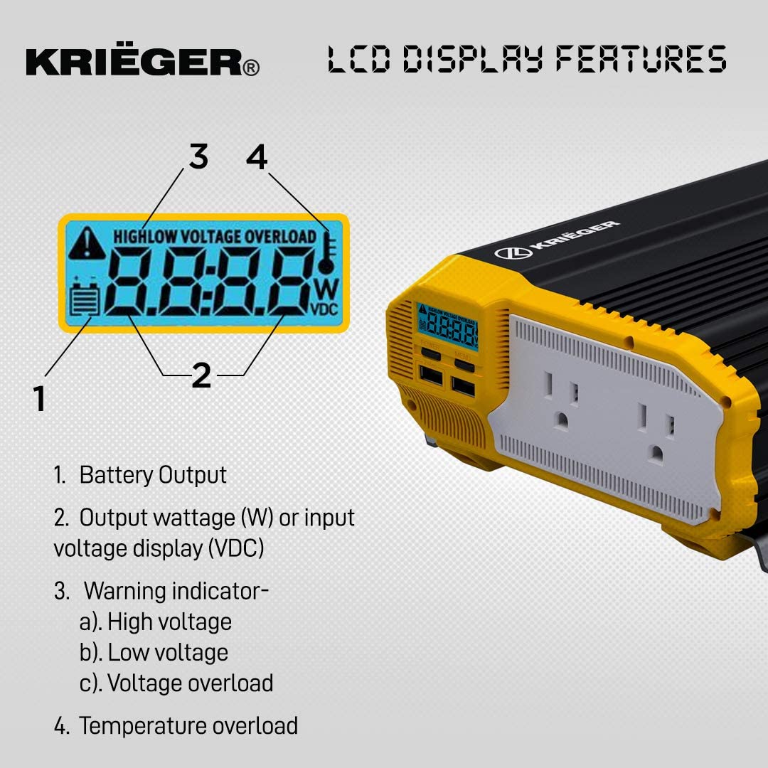 Krieger 1100W 12V Power Inverter - KR1100
