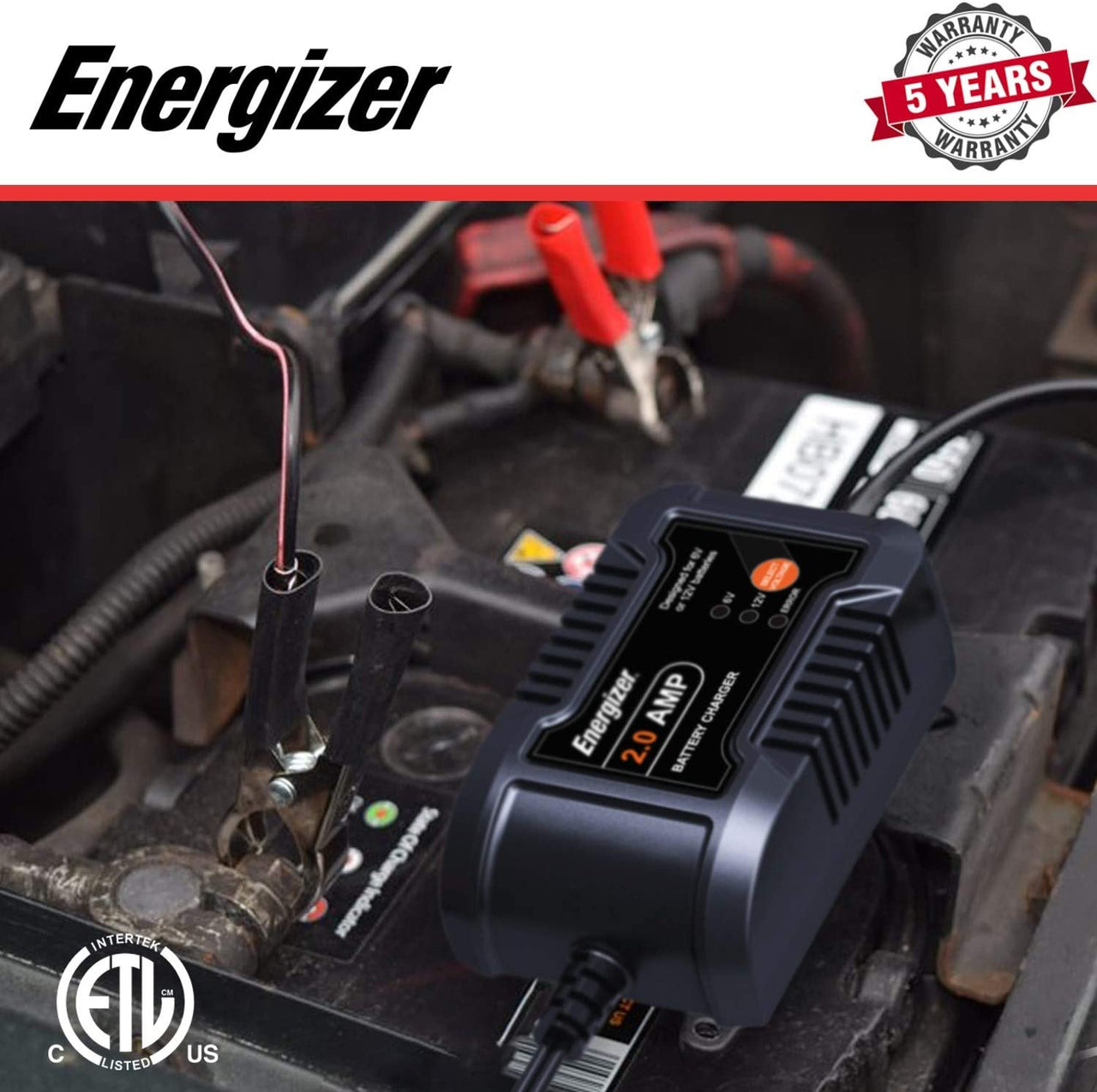 Energizer 6V/12V 2A Trickle Battery Charger & Maintainer - ENC2A