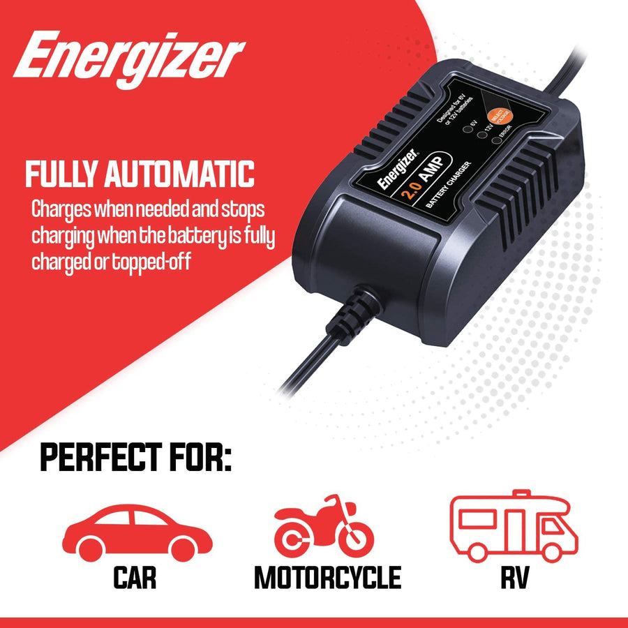 Energizer 6V/12V 2A Trickle Battery Charger & Maintainer - ENC2A