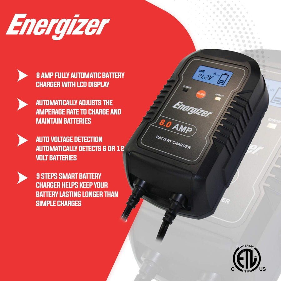 Energizer 6V/12V 8A Trickle Battery Charger & Maintainer - ENC8A