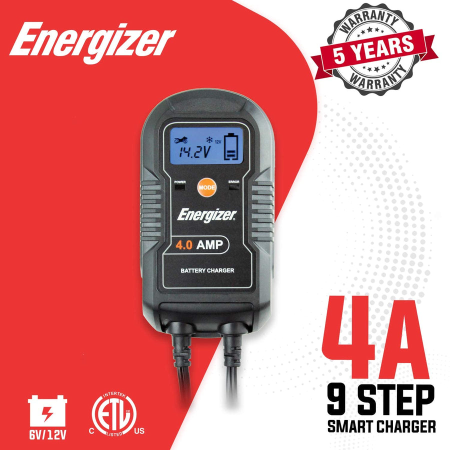 Energizer 6V/12V 4A Trickle Battery Charger & Maintainer - ENC4A