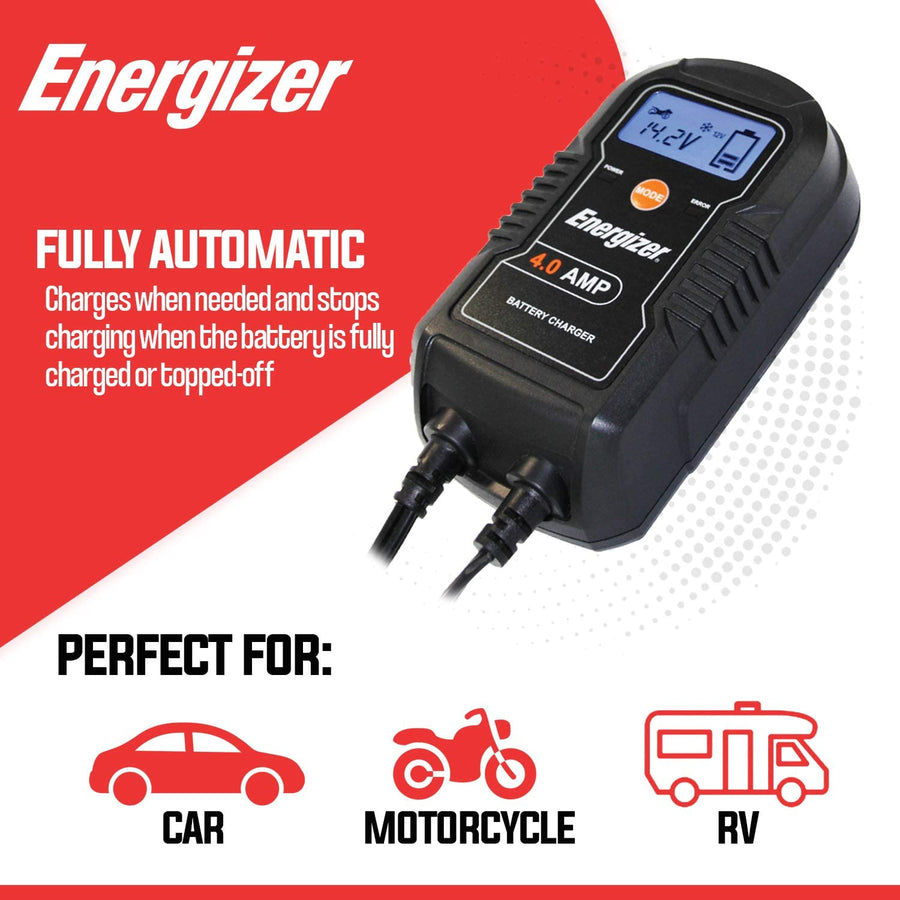 Energizer 6V/12V 4A Trickle Battery Charger & Maintainer - ENC4A