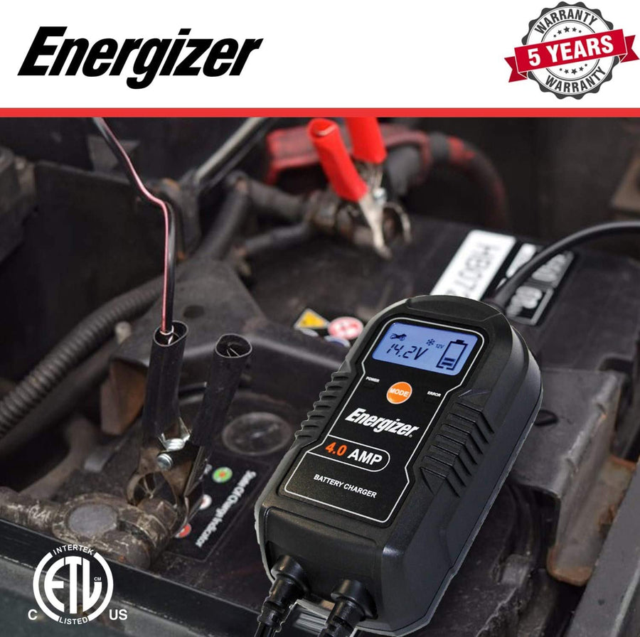 Energizer 6V/12V 4A Trickle Battery Charger & Maintainer - ENC4A