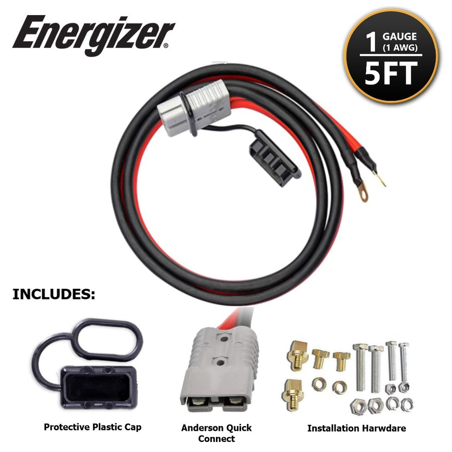 1 Gauge 5 foot Vehicle Install Section with Anderson Connector and Hardware - ENB5FT
