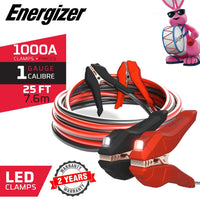 Thumbnail for Energizer 1 Gauge 25FT 1000A Heavy Duty Jumper Cables with LED Light - ENL125