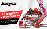 Thumbnail for Energizer 1 Gauge 25FT 1000A Heavy Duty Jumper Cables with LED Light - ENL125