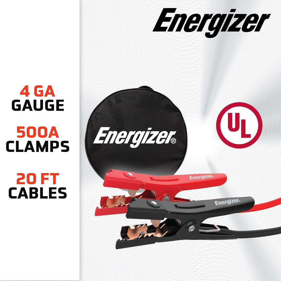 Energizer 4 Gauge 20FT 500A UL Listed Heavy Duty Jumper Cables - ENB420U