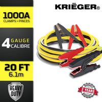 Thumbnail for Krieger 4 Gauge 20FT Heavy Duty 1000A Jumper Cables - KRB420