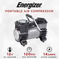 Thumbnail for Energizer 120 Max PSI 12V 14A Portable Air Compressor & Tire Inflator - EDC12035